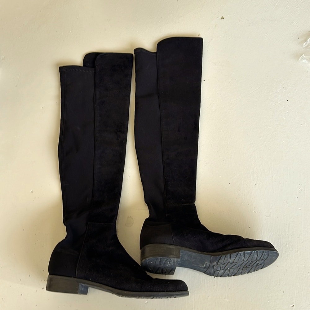 Stuart Weitzman Black Suede 50/50 9 M knee high boots